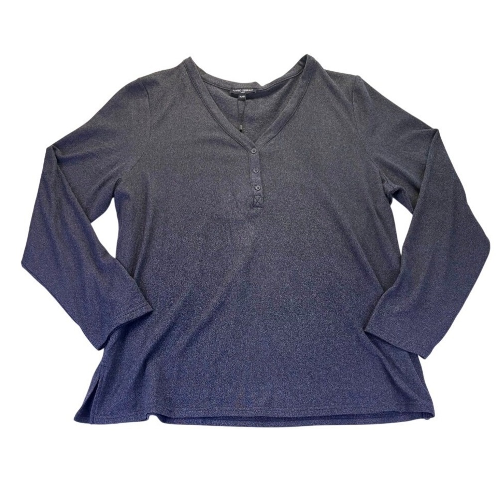 Mario Serrani Italy Womens Gray Long Sleeve Henley V-Neck Top XL NWT Casual